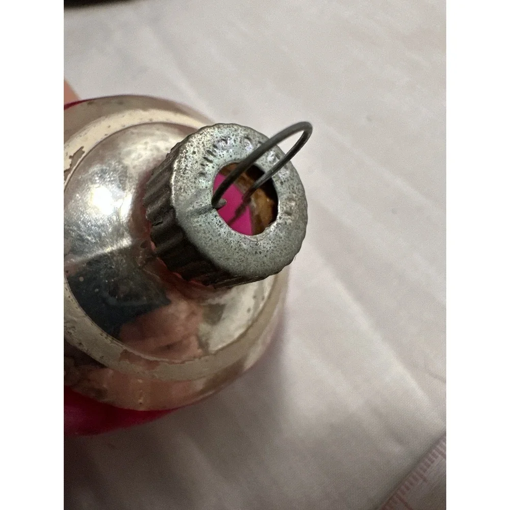 Vintage Christmas Ornament - Double Indent Style‎ Pink & Silver 1950s